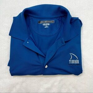 Greg Norman Play Dry blue polo shirt from Tiburon golf course Naples Florida Lg 